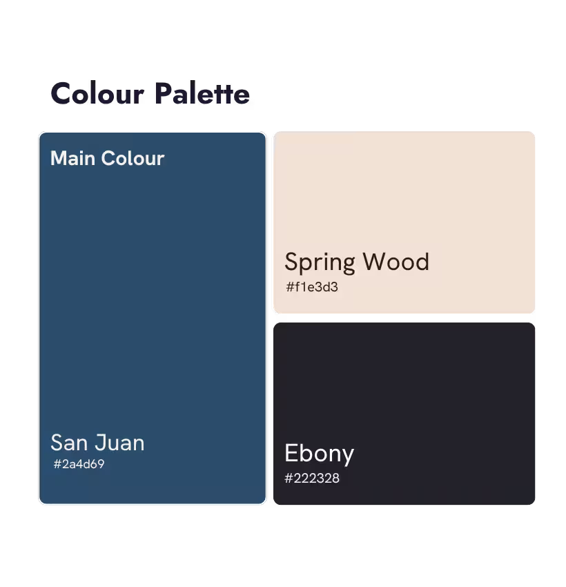 The brand colour palette created for J.B Decorators