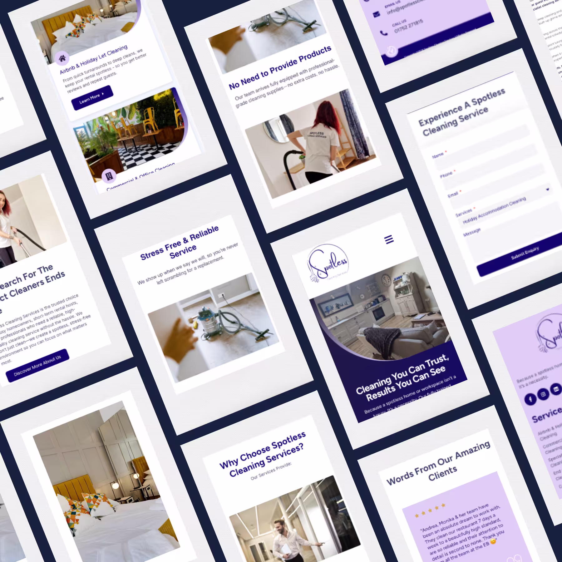 Desktop view of the website built for Spotless Cleaning Limited